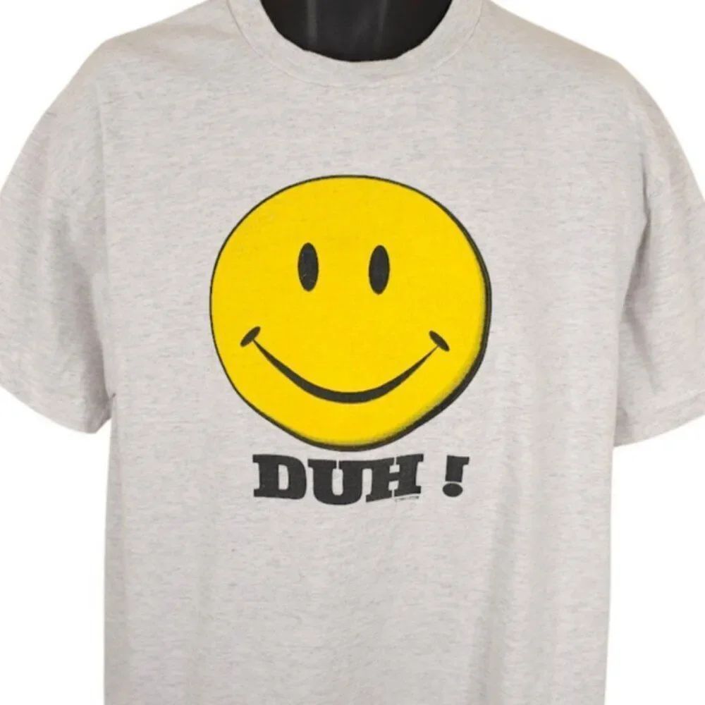 Vintage Duh T Shirt Mens Size XL Gray 90s Slang Oneita